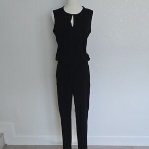 Ralph Lauren Black Sleeveless Keyhole Drawstring Jumpsuit